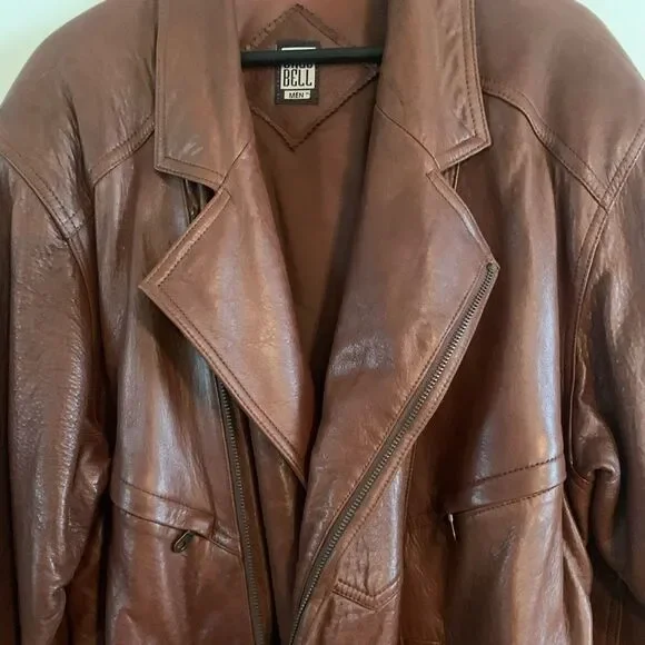 Mens Large Brown Soft leather coat - Picture 6 of 13
